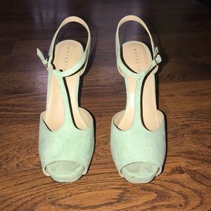Turquoise Suede Heels